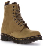 Dr Martens 1460 Serena Fur Lined Leather Ankle Womens Boots Olive Green UK 3 - 8