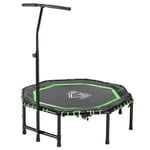 HOMCOM Foldable Trampoline w/ Adjust Handle, Max Load 100 KG - Green