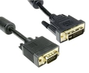 5m DVI to SVGA Cable Connects PC Laptop to Monitor VGA Lead Gold connectors