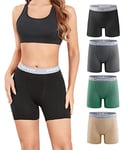 wirarpa Short Cycliste Femme Panty Anti Frottement Shorty Coton Legging Court Boxer Caleçon 5,5 "Inseam Lot de 4 Multicolore Taille L