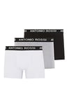 ANTONIO ROSSI (3/6 Pack) Men's Fitted Boxer Hipsters - Mens Boxers Shorts Multipack with Elastic Waistband - Cotton Rich, Comfortable Mens Underwear, White, Black, Grey (3 Pack), L