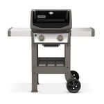 Weber Spirit II E-210 GBS Barbecue à Gaz, 2 Brûleurs, Surface de Cuisson 51 x 46 cm, Thermomètre de Couvercle, Table d'Appoint Rabattable (Gauche), 4 Roues - Noir et Argent (44010153)