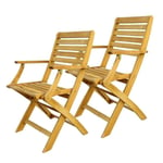 Paire Chaises Bois Acacia Jardin Extérieur Avec Accoudoirs CM 52x53x85h 384