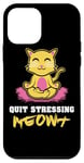 Coque pour iPhone 12 mini Quit Stressing Meowt Siège de méditation en lotus pour chat