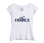 T-Shirt Femme Col Echancré France Equipe Nationale Sport Foot Ballon