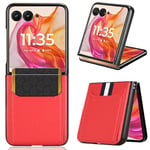 COQUE pour Motorola Razr 50 Ultra étui, Motorola Razr 50 Ultra Lychee Pattern Card Slot Case-Rosso