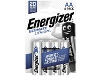 Batteri, Energizer Ultimate Lithium, Aa, 1,5V, 4 Stk