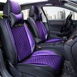 EET Universal PU Leather Car Seat Covers Front Seats And Back Seats Interior Decor Fashion Pattern Seat Protectors - Convenient And Breathable,Purple