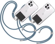 2x Cordon Collier Laniere Portable Universel [Bleu] Avec Patch De Fixation Et Sangle De Suspension Amovible Réglable Résistante Compatible Avec Toutes Les Téléphones Mobiles Smartphones