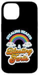 Coque pour iPhone 14 Stealing Hearts & Blasting Pets Funny Valentines Rainbow