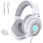 EKSA Casque Gaming, Son Surround 7.1 Casque PC Filaire avec Antibruit Micro, Casque Gamer avec USB/Audio Jack 3,5mm, Casque PS4 Ultra Léger avec Lumière LED pour PC/Mac/Switch/PS4/PS5/Xbox One