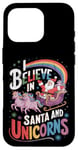 iPhone 16 Pro Christmas Unicorn Lover I Believe In Santa And Unicorns Case