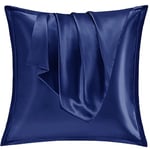 Vielit Taie Oreiller Satin 60x60 Lot de 2,pour Cheveux,Similaire Aux Taie d Oreiller en Soie,Housse de Coussin 60x60,Taies d'oreillers certifié Oeko-Tex Marine