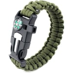 5 i 1 sport paracord armband - med flera nödverktyg kompass, 1 st (militärgrön)