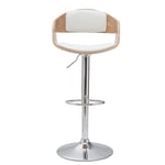 Miliboo - Tabouret de bar design réglable blanc et bois clair eustache