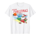 Christmas Surf Santa Going to Catch a Wave, Surfing Shaka T-Shirt