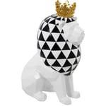 DRW Figurine d'un Roi Lion en résine Blanche, dorée et Noire 21,5 x 15 x 31 cm