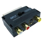 SCART To 3 RCA Composite Phono SVHS S-Video Adaptor with In Out Switch Converter