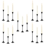 Romadedi Bougeoir Chandelier Noir Métal - 5 lot / 15 Bougeoirs Décoratifs pour Bougies Coniques pour Cheminée, 15/19/24cm Centre de Table Mariage Halloween Noel Maison Décoration