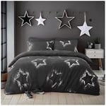 GC GAVENO CAVAILIA Teddy Fleece Duvet Cover Kingsize, Sparkling Star Quilt Cover, Super Soft & Shiny Glitter Bedding Set, Charcoal