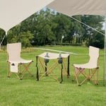 Campingset Banzi av bord och 2 hopfällbara stolar beige [casa.pro]