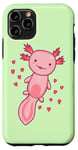 iPhone 11 Pro Green Mint Baby Axolotl Love Hearts - Cute Kawaii Axolotl Case