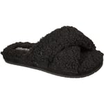 Skechers Womens Cozy Slide Crossover Sherpa Slip On Slippers - Black - Size UK 4