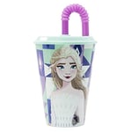 GOBELET RÉUTILISABLE POUR ENFANTS AVEC PAILLE EN PLASTIQUE SANS BPA 430 ML | FROZEN ICE MAGIC, Bleu Clair