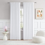 DUALIFE Pure White Curtains 96 Inches Long, White Room Darkening Curtains Back Tab/Rod Pocket Bedroom Draperies, Thermal Insulated Window Treatment Panels 52 x 96 Inch, 2 Panels