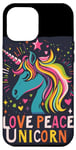 Coque pour iPhone 15 Pro Max Licorne ludique avec des couleurs d'amour