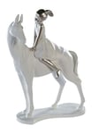 Casablanca Figurine Fille sur Cheval 25 cm Blanc argenté Fille sur Cheval Sculpture