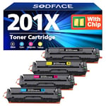 SODFACE 201X 201A Toner Cartridge Compatible for HP M277dw Toner 201X 201A for Color LaserJet Pro MFP M277dw M252dw M277n M274n M252n CF400X CF401X CF402X CF403X (Black Cyan Yellow Magenta, 4-Pack)