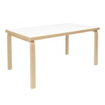 Artek - Aalto Bord 82B, Vit laminat, Klarlackad - White - Vit - Matbord - Trä