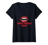 Womens Rocky Horror Show Open Glossy Lips V-Neck T-Shirt