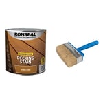 RONSEAL Q/D DECKING STAIN GOLDEN CEDAR 2.5L, PAINT & Silverline Block Brush 115mm / 4-1/2" (394974)