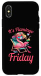 Coque pour iPhone X/XS Citation amusante des flamants roses It's Flamingo Friday