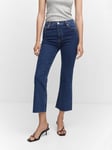 Mango Sienne Cropped Flared Jeans, Open Blue