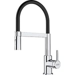 Franke 115.0626.085 Lina semi-pro - Chrome/Black Tap for Kitchen Sinks with a Pull-Out spout and Spray Function semi-pro-chrome/black-115.0626