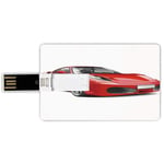 64G USB Flash Drives Credit Card Shape Teen Decor Memory Stick Bank Card Style Fancy Italian Super Car Modern Style New Automobile European Design Decorative,Red Charcoal Grey Waterproof Pen Thumb Lov