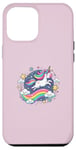 Coque pour iPhone 12 Pro Max Licorne ludique volant à travers le ciel étoilé avec arc-en-ciel