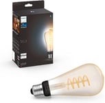 Philips Hue White Filament Single Smart LED ST64 Bulb [E27] for Indoor Home Lighting. Warm White for Decorative, Vintage Style Lighting Design.