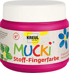 KREUL 28109 - Mucki peinture au doigt pour tissu, 150 ml en rose, sans paraben, sans gluten, sans lactose et végétalienne, optimale pour l'application avec les doigts et les mains