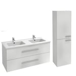 Meuble double vasque 120 cm JACOB DELAFON Ola up + colonne de salle de bain blanc