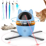 PETTOM Jouet Chat Interactif 3 en 1, Jouets Chat Intérieur Automatique avec Plume Tournante et Trackball, Jeux Chat Electronique USB Rechargeable