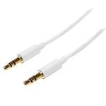 StarTech.com Câble Audio Stéréo Mini-Jack 3.5mm Slim de 1 m - Mâle/Mâle - Blanc (MU1MMMSWH)