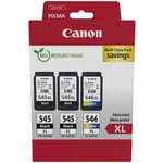 2x Canon PG545XL Black & 1x CL546XL Colour Ink Cartridge For PIXMA TS3150