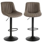 Youhauchair Tabouret Bar, Tabouret de Bar Lot de 2, Chaise de Bar Pivotants avec Dossier, Tabourets de Bar Réglable en Cuir PU, Chaise Haute Bar Moderne, Brun