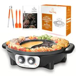 Food Party Hot Pot Electrique Appareil Fondue Chinoise et Barbecue Coréen électrique de Table 220V 2200W 2 in 1 Hotpot Wok BBQ Grill d'intérieur sans Fumée pour 2 à 8 Personnes