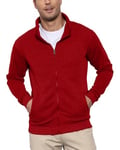 Cardigan pour Homme Gilet Pull Zippé Chaud avec Fermeture éclair intégrale Sweat à Manches Longues Col Montant avec Poches Rouge XXL