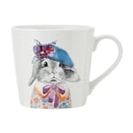 Mikasa x Tipperleyhill tasse en porcelaine, 380ml, tasse en porcelaine fine avec détails en or véritable, mug fantaisie pour le thé et le café avec impression de lapin, emballage cadeau